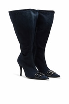 Diesel D-Venus-Wide knee-high boots in denim - Boots Womens in Blue