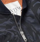 Valentino - Slim-Fit Shell-Jacquard Bomber Jacket - Men - Navy