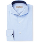 Canali - Light-Blue Slim-Fit Cutaway-Collar Puppytooth Cotton Shirt - Men - Light blue