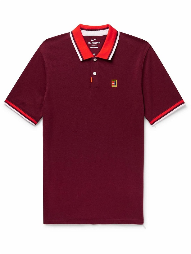 Photo: Nike Tennis - Slim-Fit Colour-Block Dri-FIT Piqué Tennis Polo Shirt - Red