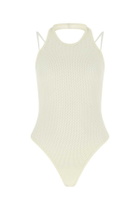 ANDREĀDAMO Ivory Stretch Viscose Blend Bodysuit