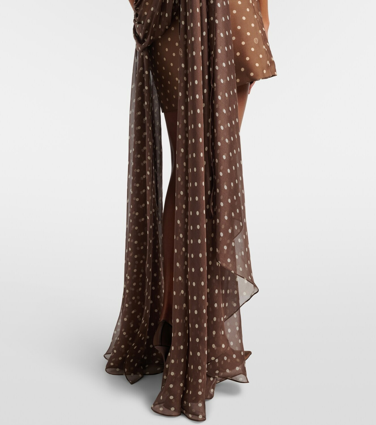 Elie Saab Caped one-shoulder polka-dot silk-blend minidress