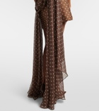 Elie Saab Caped one-shoulder polka-dot silk-blend minidress