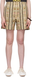 Bode Khaki Floret Brocade Shorts