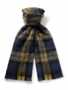 De Bonne Facture - University Fringed Checked Mohair and Wool-Blend Scarf