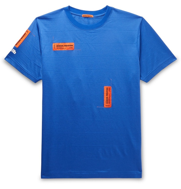 Photo: Heron Preston - Logo-Appliquéd Cotton-Blend Jersey T-Shirt - Blue