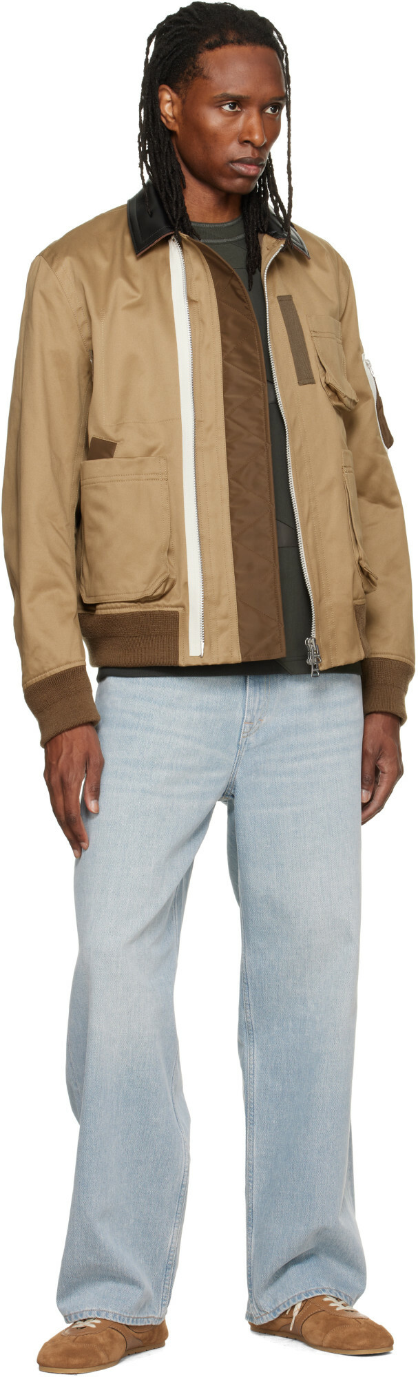 sacai Beige Cotton Chino Bomber Jacket