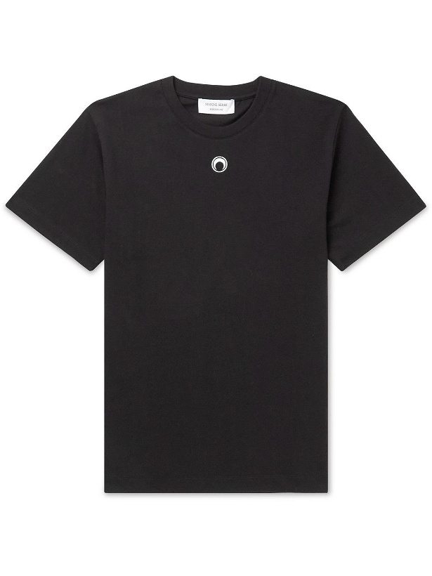 Photo: Marine Serre - Logo-Embroidered Organic Cotton-Jersey T-Shirt - Black