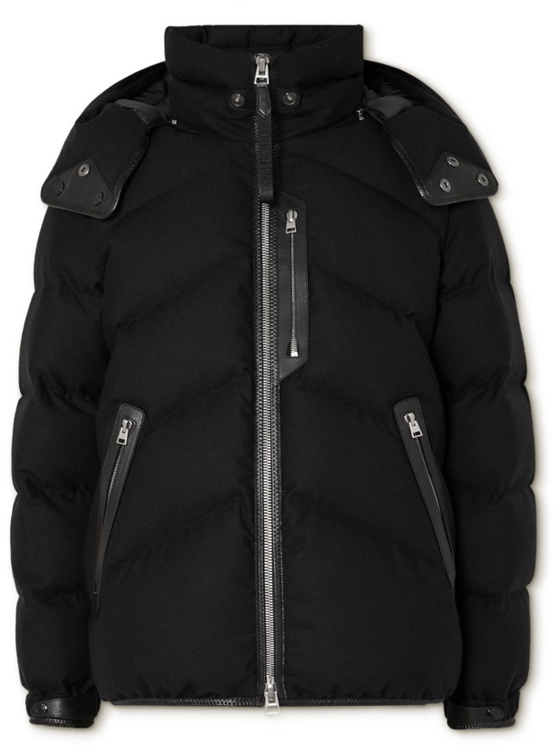 Photo: TOM FORD - Leather-Trimmed Quilted Cashmere and Wool-Blend Felt Hooded Down Jacket - Black