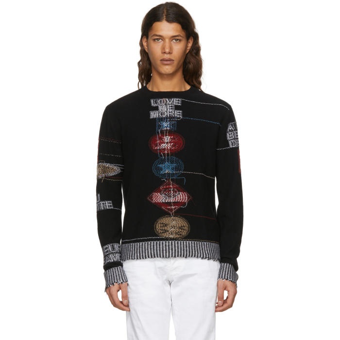 Photo: Valentino Black Cashmere Reverse Embroidered Sweater