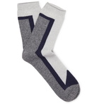 N/A - Colour-Block Mélange Stretch Cotton-Blend Socks - Gray