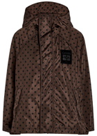 Ganni Polka dot Hooded Shell Jacket Brown