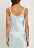 Loveshackfancy Lirena Floral-print Silk Cami top Light Blue