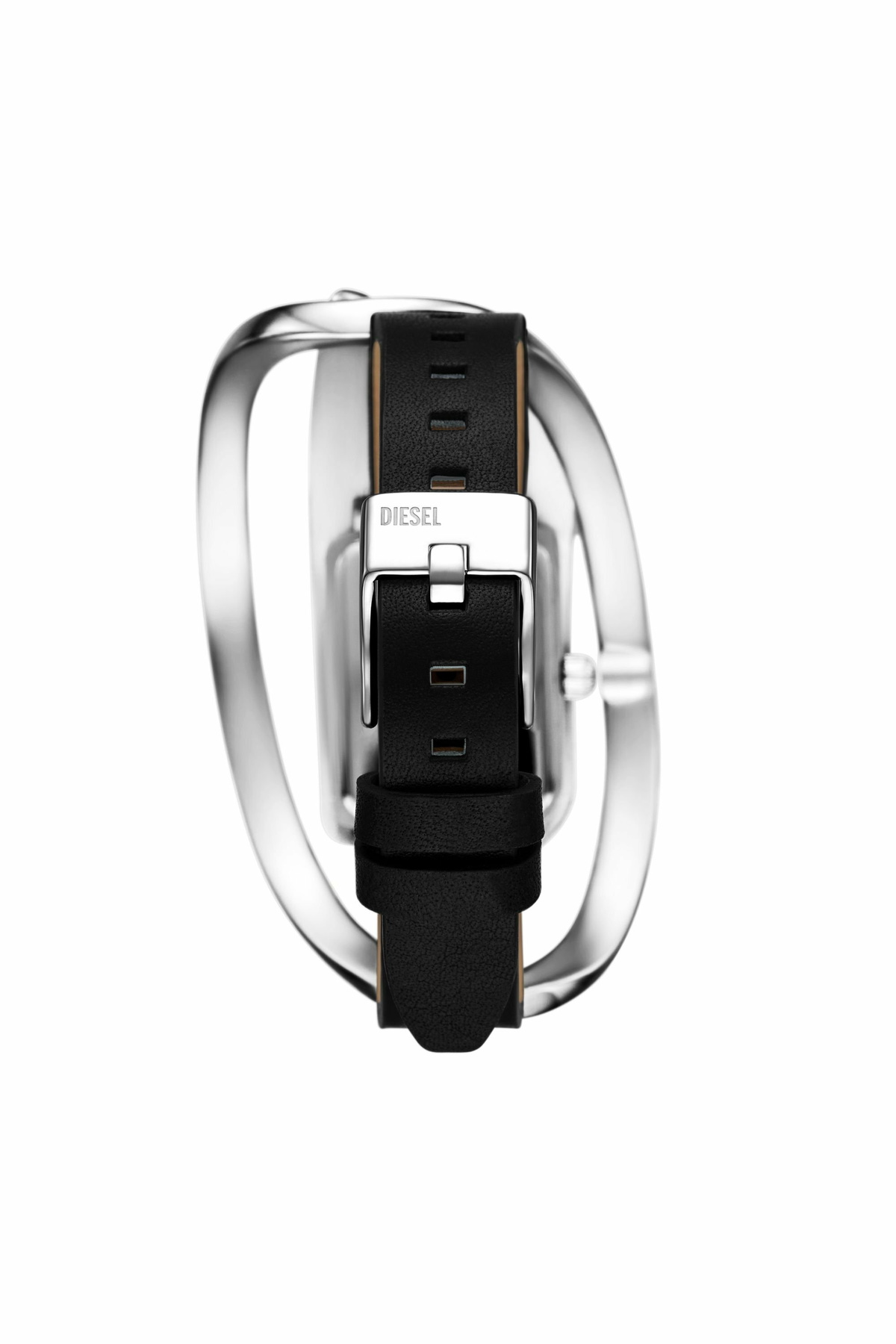 Diesel Wrap-D black leather watch - Timeframes Womens in Silver
