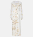 Là Fuori Ivory Garden embellished caped gown