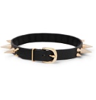 UNDERCOVER - Spiked Textured-Leather and Gold-Tone Choker - Black