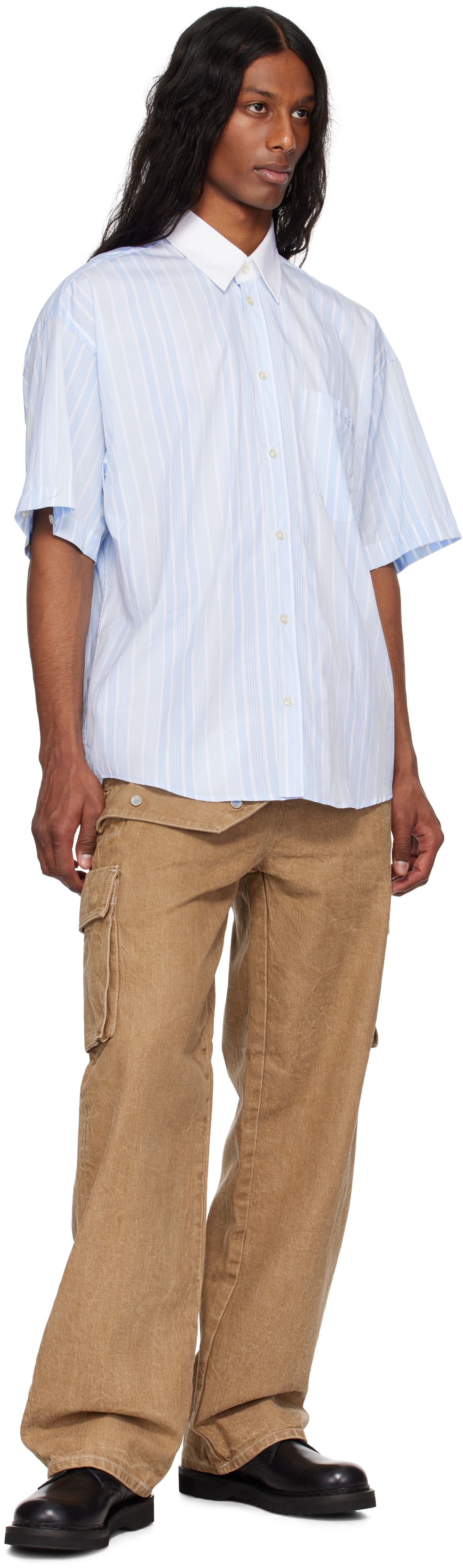 le PÈRE Tan Peek-A-Boo Denim Cargo Pants