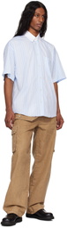 le PÈRE Tan Peek-A-Boo Denim Cargo Pants
