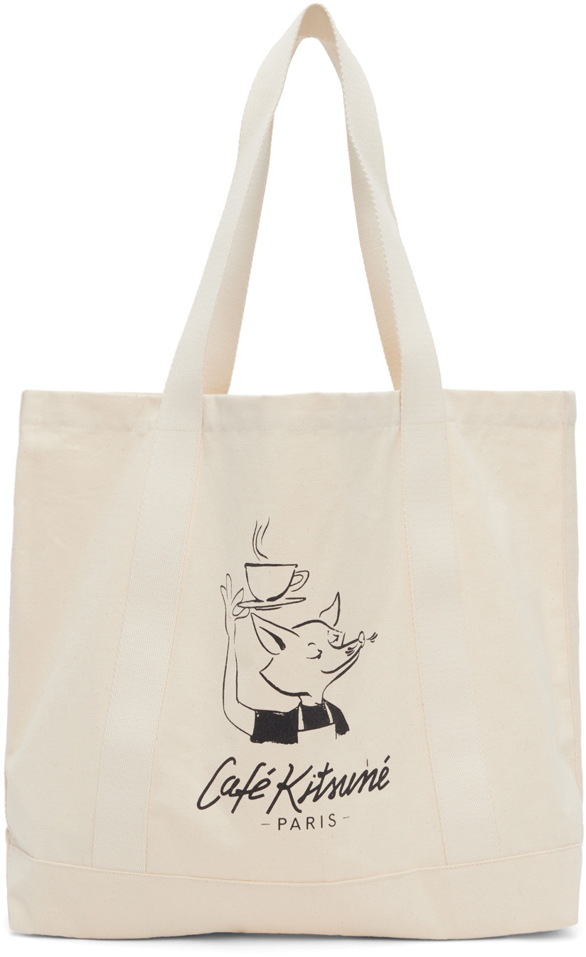 Maison Kitsuné Beige Café Kitsuné Fox Tote Maison Kitsune