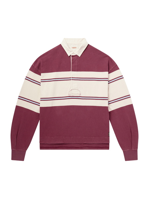 Photo: KAPITAL - BIG Striped Cotton-Jersey Polo Shirt - Red