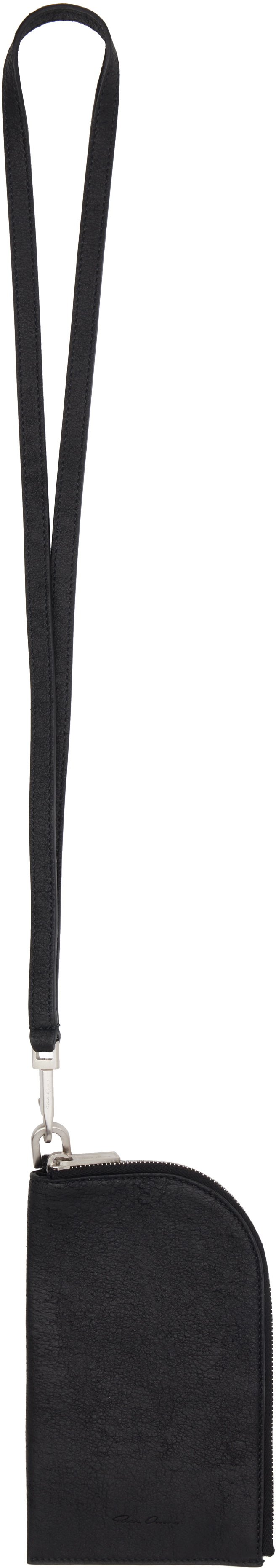 Rick Owens Black Blister Lamb Leather Neckwallet