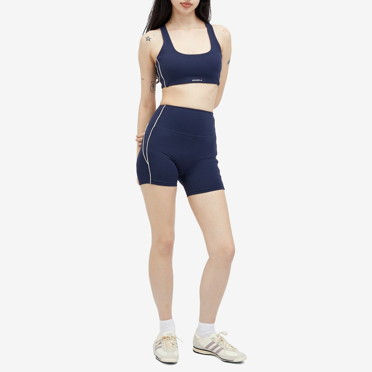 Adanola Women's Ultimate Micro Piping Crop Shorts in Navy