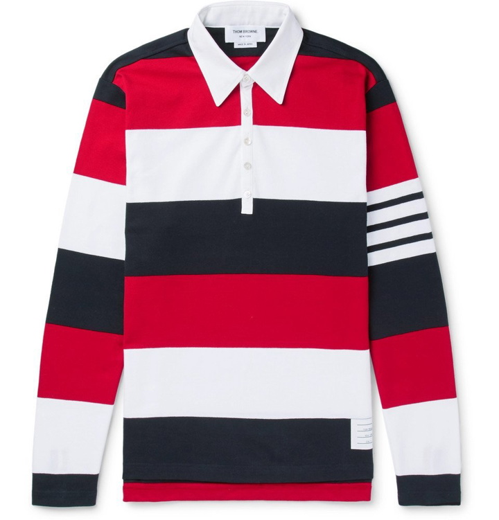 Photo: Thom Browne - Striped Cotton-Jersey Polo Shirt - Men - Red