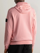 Stone Island - Garment-Dyed Logo-Appliquéd Cotton-Jersey Hoodie - Pink