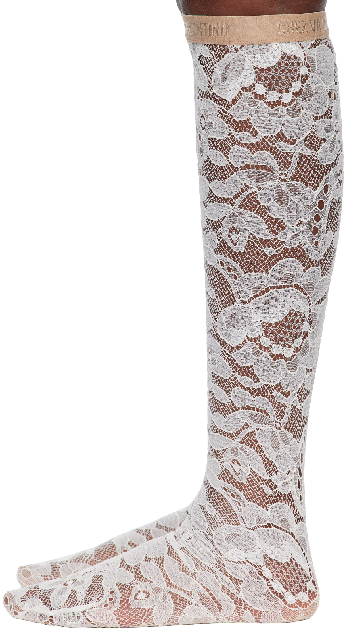 Valentino White Rebrode Lace Socks