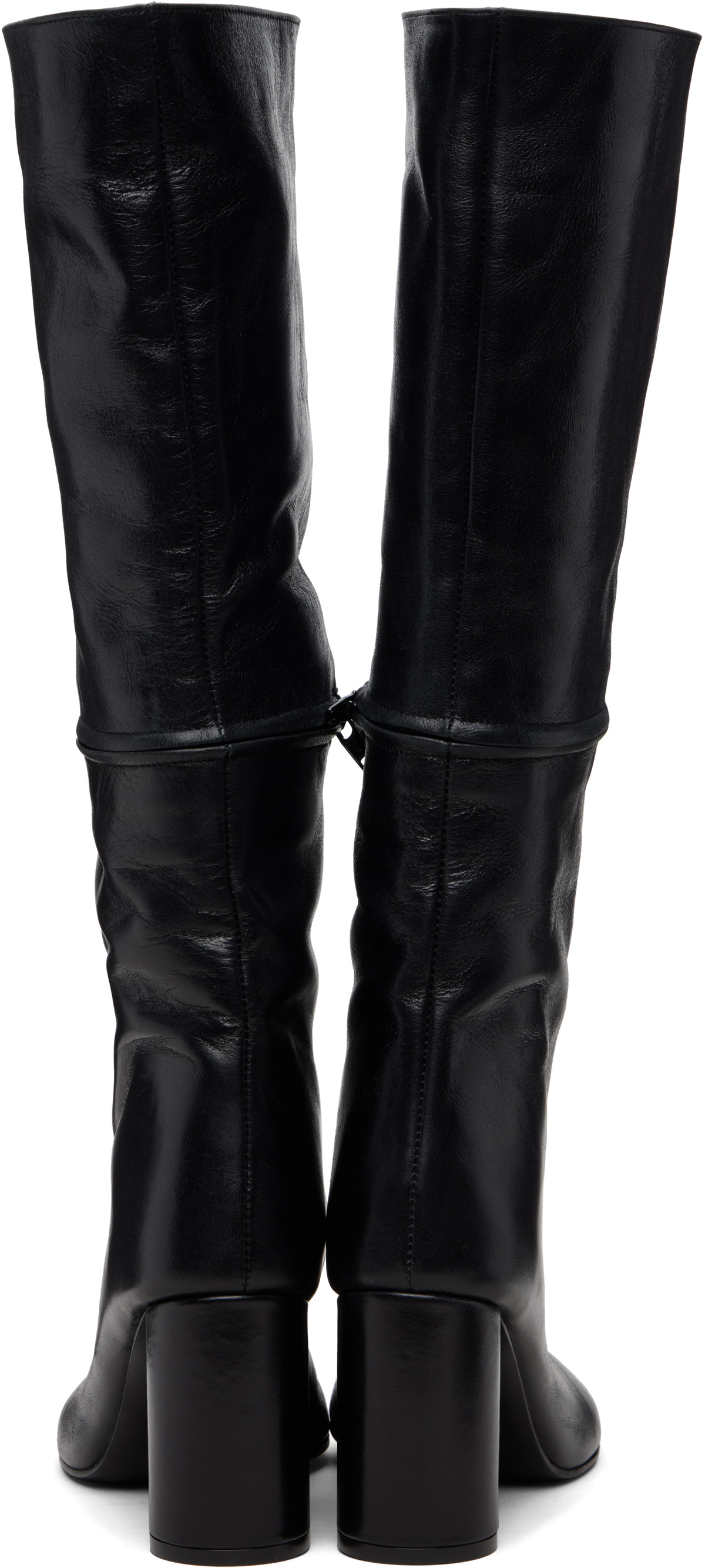 MARIE ADAM-LEENAERDT Black 2-In One Zip Round Tall Boots