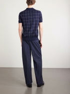 Dunhill - Checked Cotton and Mulberry Silk-Blend Jacquard Polo Shirt - Blue