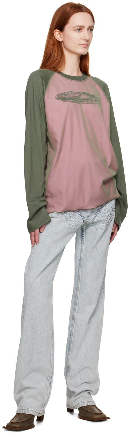 Serapis Pink & Green Globe Reversible Long Sleeve T-Shirt