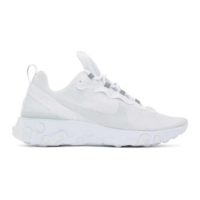 Photo: Nike White and Grey React Element 55 SE Sneakers