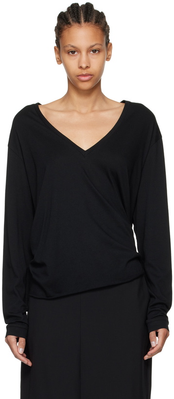 Photo: Fax Copy Express Black 'The V-Neck' Long Sleeve T-Shirt