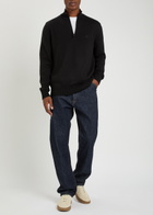 Emporio Armani Logo-embroidered Cotton-knit Jumper Black
