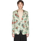 Dries Van Noten Off-White and Multicolor Viscose Boxer Blazer