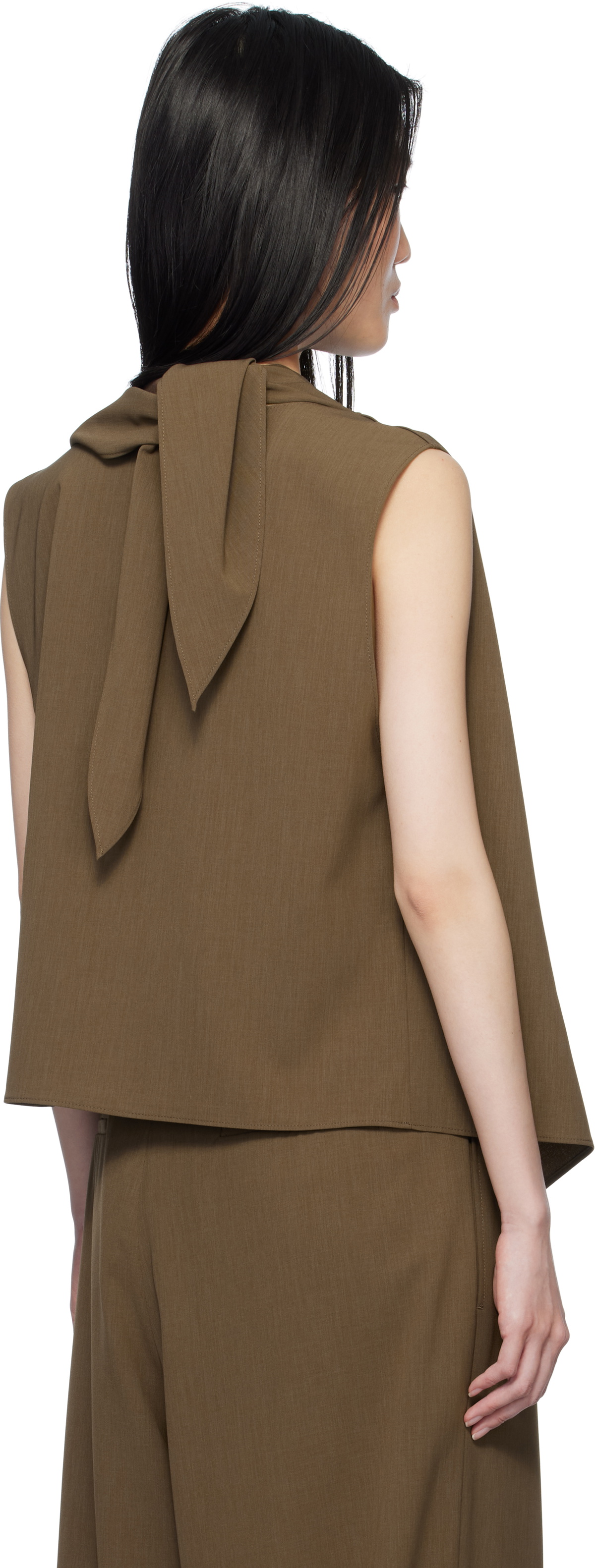 LE17SEPTEMBRE Brown Drape Sleeveless Tank Top LE17SEPTEMBRE