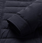 Ermenegildo Zegna - Leather-Trimmed Quilted Stretch-Shell Jacket - Men - Navy
