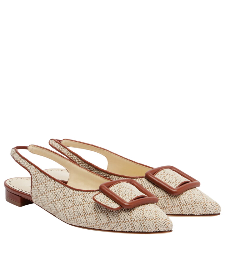 Photo: Manolo Blahnik Maylura raffia-effect slingback flats