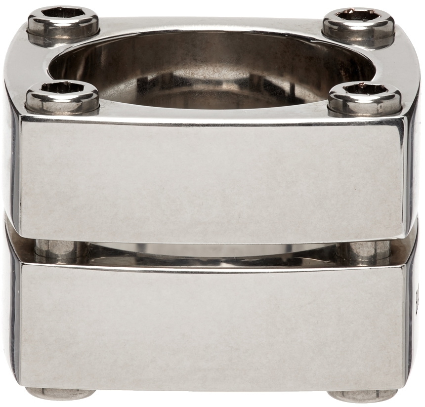Balenciaga Silver Gear Plate Ring Balenciaga