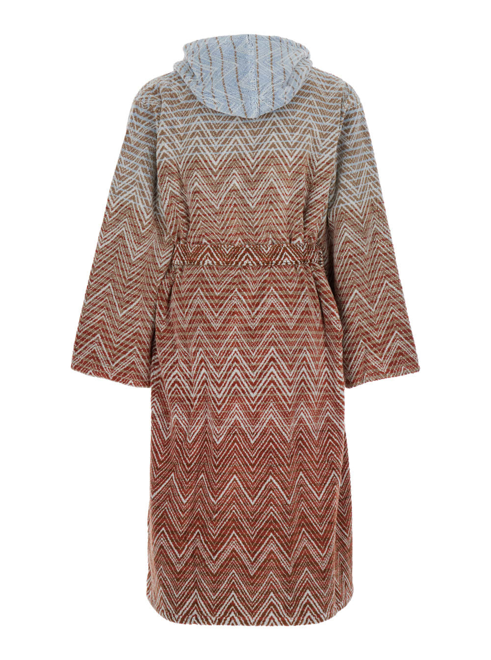 Missoni stone Red Bathrobe With Hood And All-over Zigzag Motif In Cotton Home