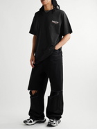 Balenciaga - Oversized Logo-Print Cotton-Jersey T-Shirt - Black