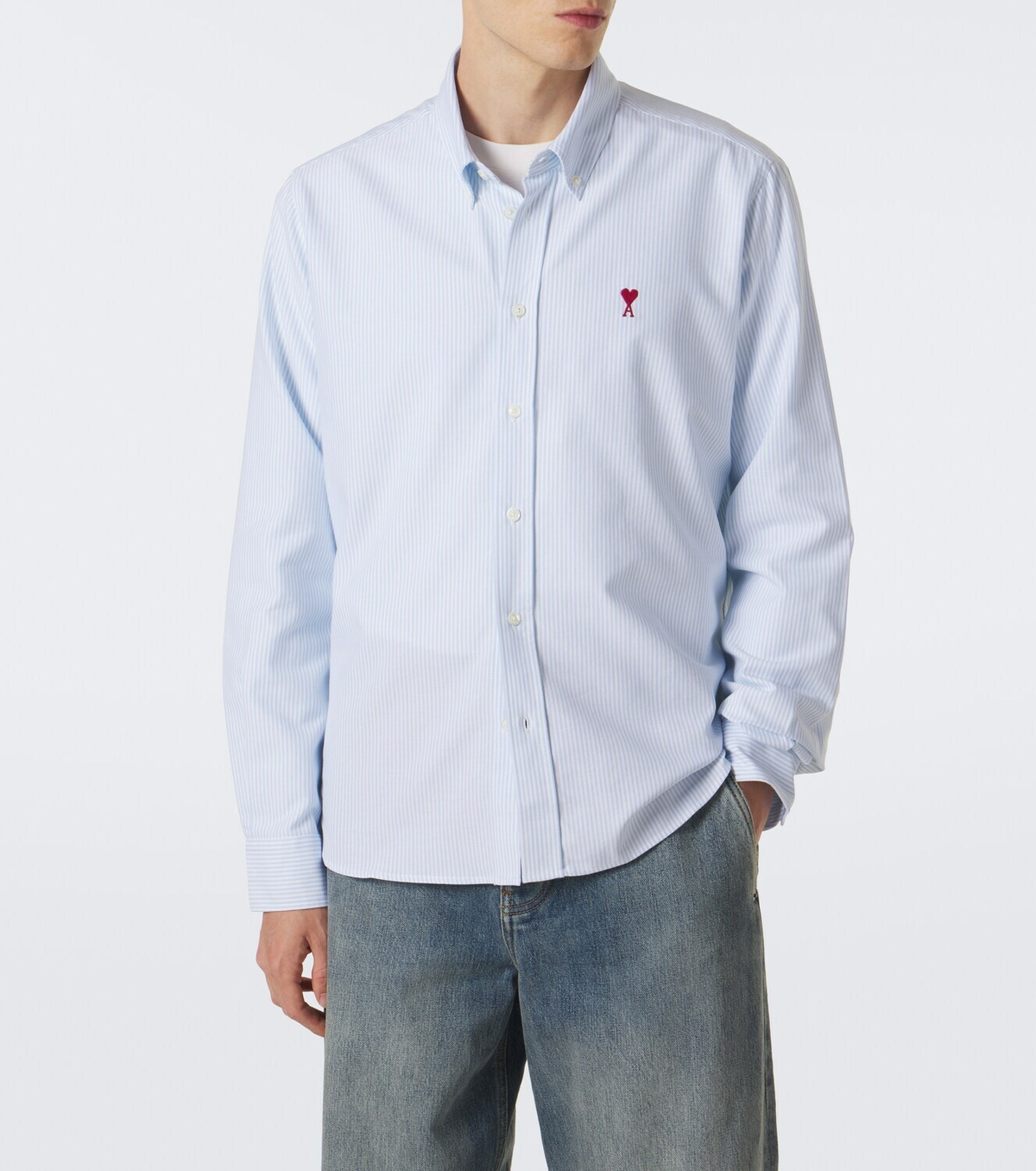 Ami Paris Ami de Cœur striped cotton shirt