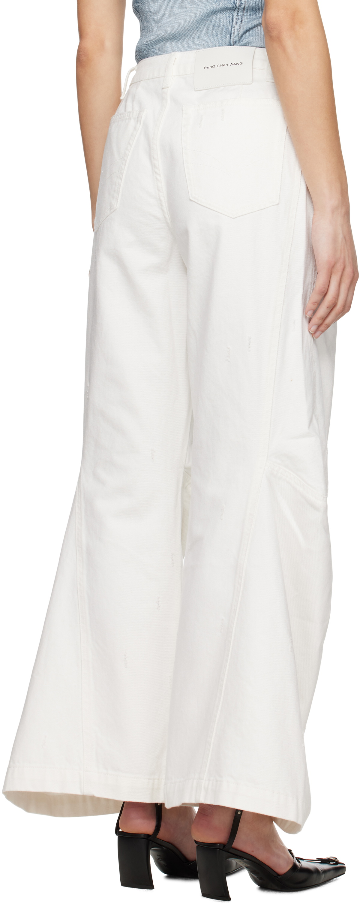 Feng Chen Wang White Cargo Jeans