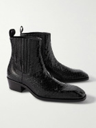TOM FORD - Kenneth Snake-Effect Patent-Leather Chelsea Boots - Black