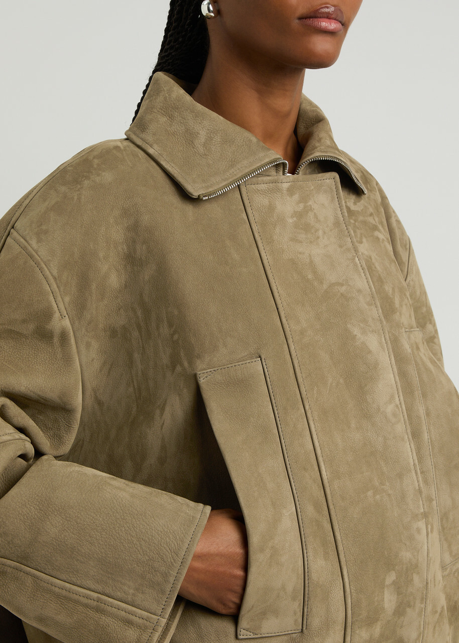 Jacquemus Le Blouson Ciro Cuir Nubuck Jacket Khaki