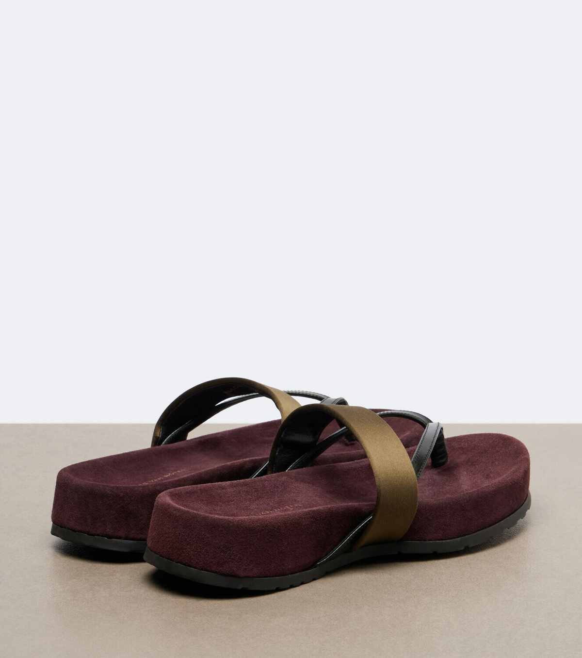 Dries Van Noten Satin and leather thong sandals