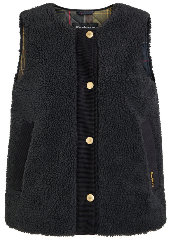Photo: Barbour Dulsie Corduroy-trim Fleece Gilet Black
