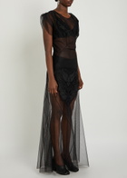 Vivienne Westwood Justina Embroidered-appliqué Mesh Maxi Dress Black