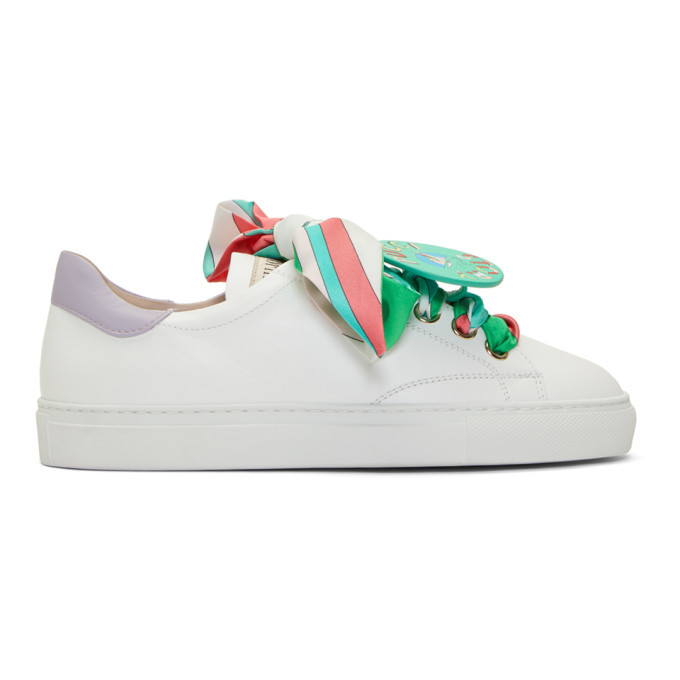 Photo: Emilio Pucci White Twill Scarf Sneakers